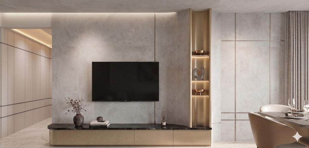 Wavy-Ceiling Living & Dining