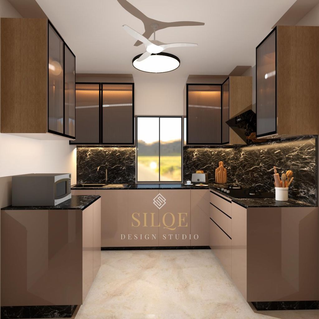 Taupe Luxe Kitchen — Black Marble